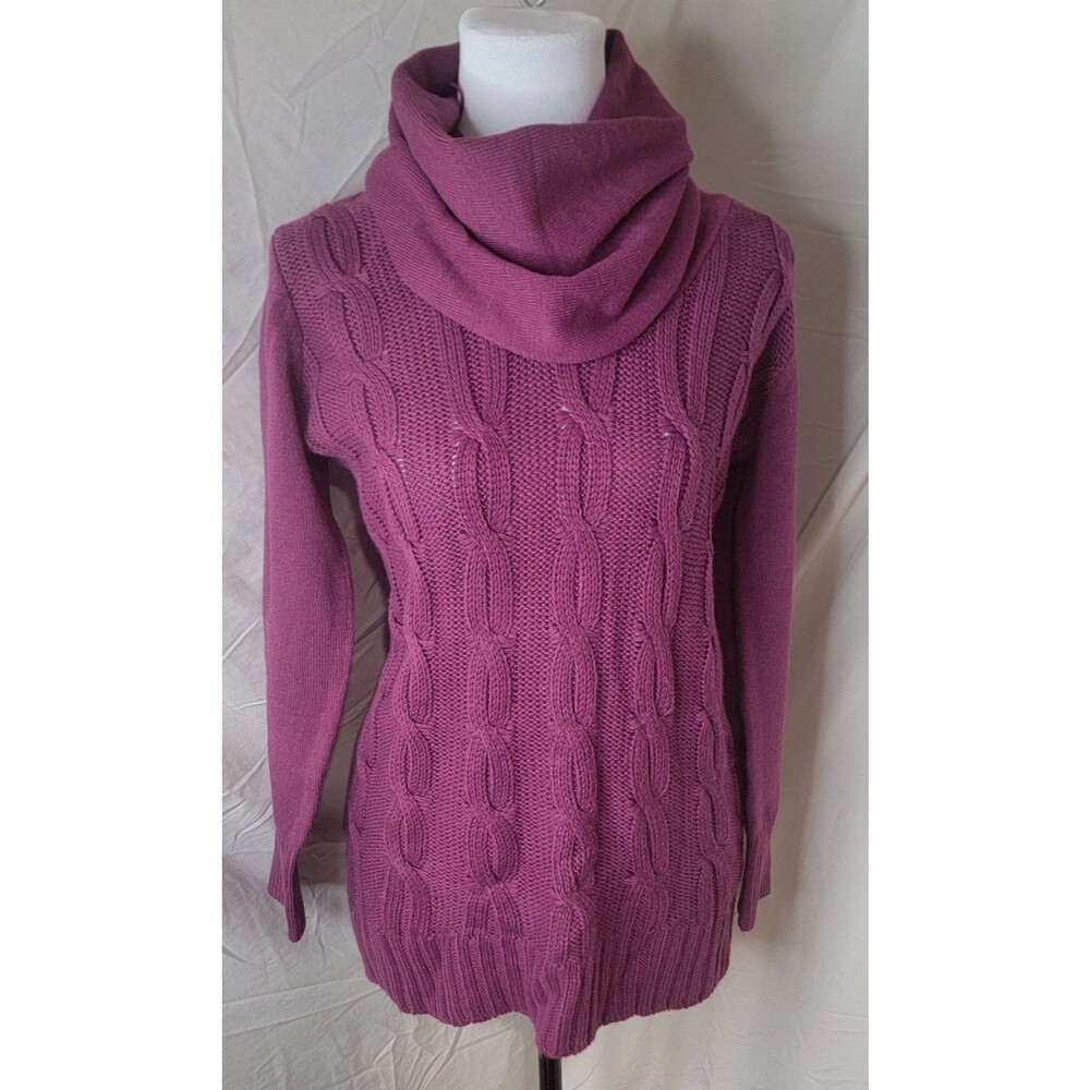 Canyon River Juniors Large Maroon Pink Cowl Neck Long Sleeve Knit Sweater